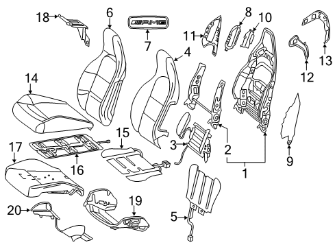 2016 Mercedes-Benz GLA250 Passenger Seat Components Diagram