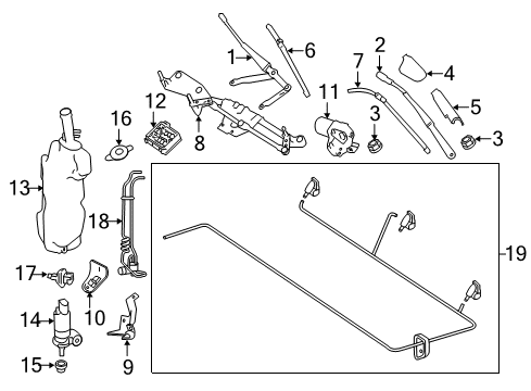 2012 Mercedes-Benz R350 Wiper & Washer Components - Body Diagram 3