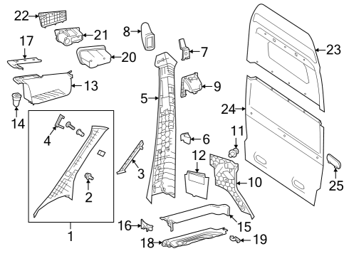 2025 Mercedes-Benz Sprinter 3500XD Interior Trim - Pillars Diagram
