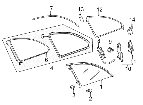 2011 Mercedes-Benz R350 Glass & Hardware - Quarter Panel Diagram