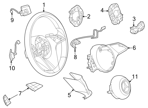 2025 Mercedes-Benz EQE 500 Steering Wheel & Trim Diagram 3