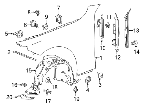 2018 Mercedes-Benz S560 Fender & Components Diagram
