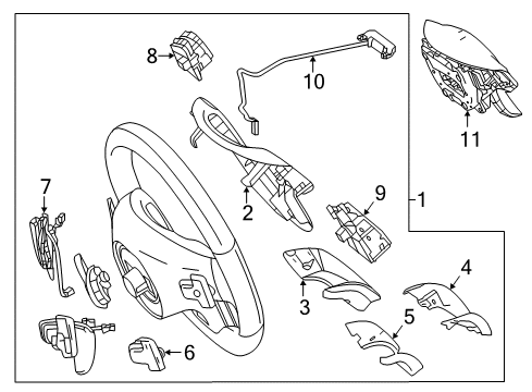 2014 Mercedes-Benz CLA250 Steering Wheel & Trim Diagram