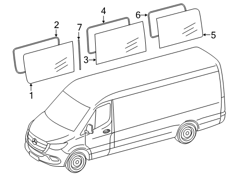 2024 Mercedes-Benz Sprinter 3500XD Glass - Side Panel Diagram 2