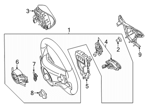 2022 Mercedes-Benz E450 Steering Wheel & Trim Diagram 2