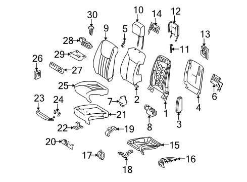 2011 Mercedes-Benz ML550 Front Seat Components Diagram