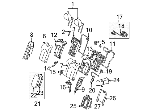 2008 Mercedes-Benz CLK63 AMG Rear Seat Components Diagram 2