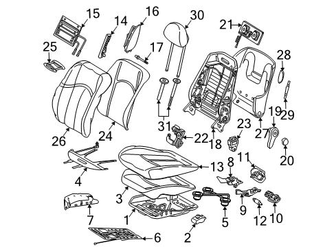 2006 Mercedes-Benz CLS500 Front Seat Components Diagram