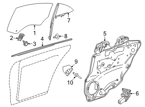 2013 Mercedes-Benz CLS550 Glass - Door Diagram