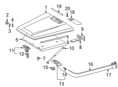 2003 Mercedes-Benz G500 Hood & Components Diagram