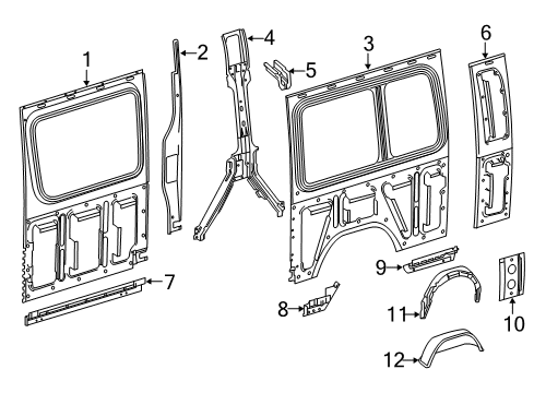 2017 Mercedes-Benz Sprinter 2500 Inner Structure & Rails - Side Panel Diagram 2