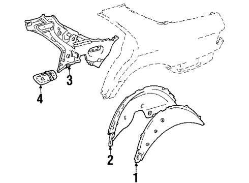 1986 Mercedes-Benz 420SEL Inner Structure - Quarter Panel Diagram