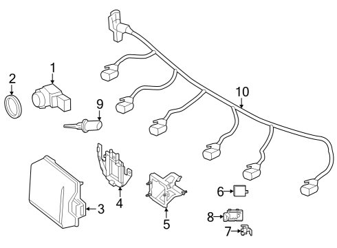 2024 Mercedes-Benz C300 Radar Sensor Diagram for 000-905-44-19