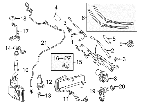 2015 Mercedes-Benz ML250 Wiper & Washer Components - Body Diagram 3