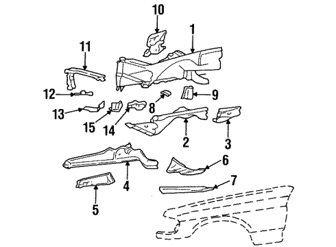 1984 Mercedes-Benz 300SD Inner Structure & Rails - Fender