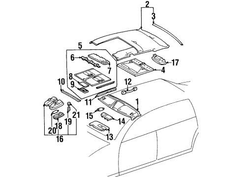 1992 Mercedes-Benz 300SE Interior Trim - Roof Diagram