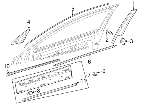 2025 Mercedes-Benz GLB250 Exterior Trim - Front Door Diagram