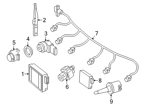2017 Mercedes-Benz GLE43 AMG Electrical Components - Front Bumper Diagram 3