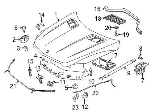 2012 Mercedes-Benz ML550 Hood & Components Diagram