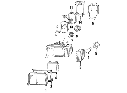 1989 Mercedes-Benz 300TE Combination Lamps Diagram