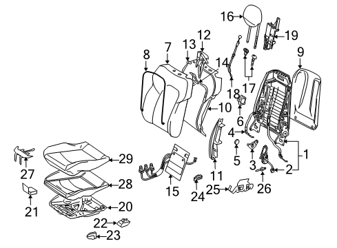2006 Mercedes-Benz CLK55 AMG Front Seat Components Diagram