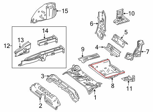 2017 Mercedes-Benz GLA45 AMG Rear Floor & Rails Diagram