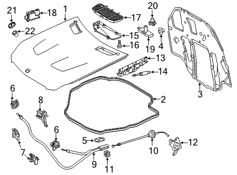 2012 Mercedes-Benz SL550 Hood & Components Diagram