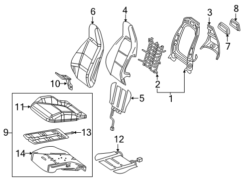 2018 Mercedes-Benz GLA45 AMG Passenger Seat Components Diagram 2