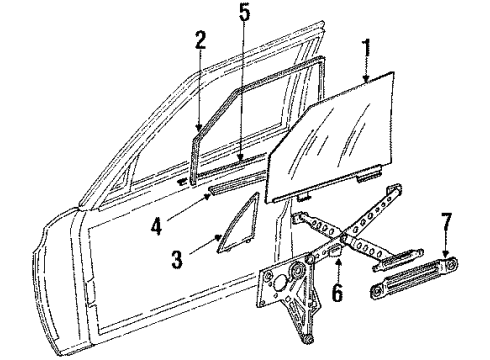 1984 Mercedes-Benz 500SEL Front Door Diagram