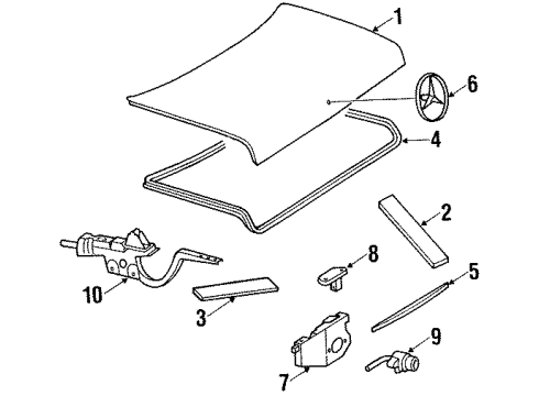 1990 Mercedes-Benz 350SDL Trunk Lid & Components Diagram
