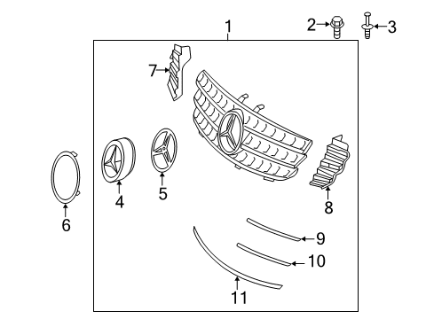 2010 Mercedes-Benz ML450 Grille & Components Diagram