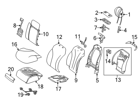 2020 Mercedes-Benz S450 Driver Seat Components Diagram 4