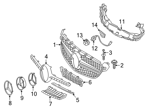2017 Mercedes-Benz C43 AMG Grille & Components Diagram 5