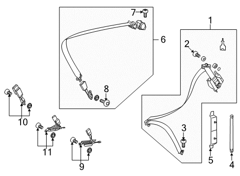 2013 Mercedes-Benz S400 Rear Seat Belts Diagram
