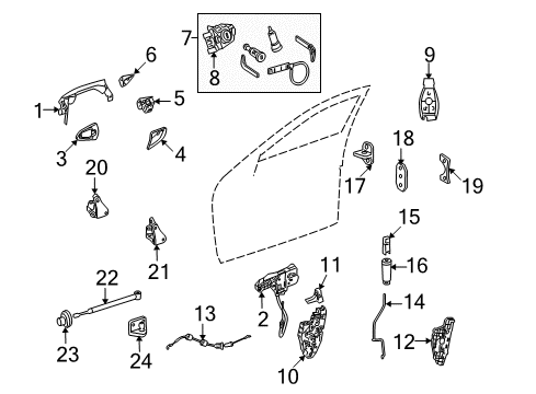 2007 Mercedes-Benz S65 AMG Front Door - Lock & Hardware Diagram