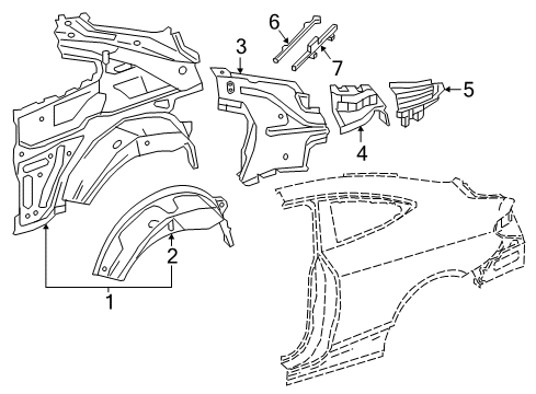 2019 Mercedes-Benz C300 Inner Structure - Quarter Panel Diagram
