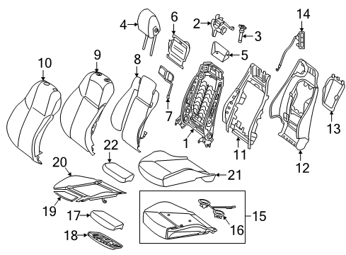 2023 Mercedes-Benz C63 AMG S Driver Seat Components Diagram