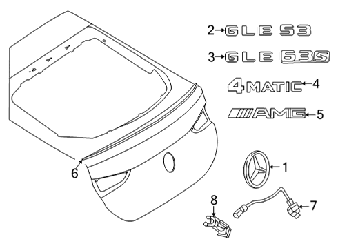2025 Mercedes-Benz GLE63 AMG S Exterior Trim - Lift Gate Diagram