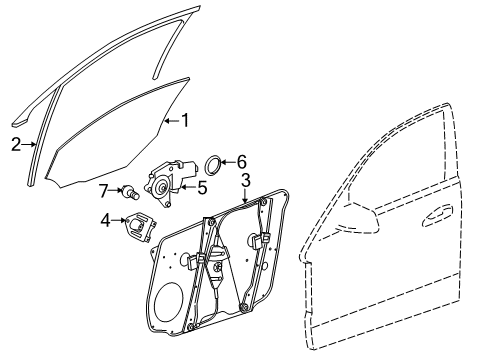 2012 Mercedes-Benz E350 Glass - Door Diagram 2