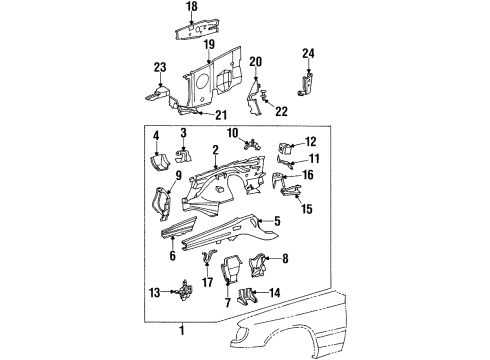 1995 Mercedes-Benz E420 Structural Components & Rails