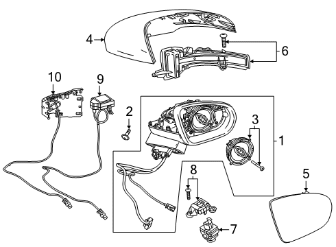 2025 Mercedes-Benz CLA35 AMG Mirror Frame Diagram for 118-810-95-04