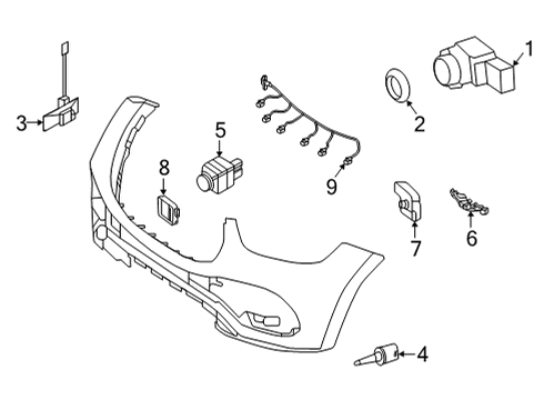 2023 Mercedes-Benz GLE63 AMG S Electrical Components - Front Bumper Diagram