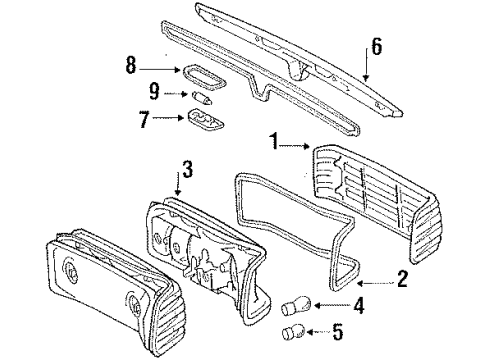 1987 Mercedes-Benz 420SEL License Lamps Diagram