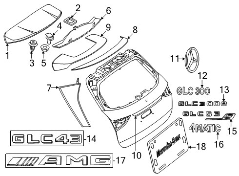 2025 Mercedes-Benz GLC350e Exterior Trim - Lift Gate Diagram