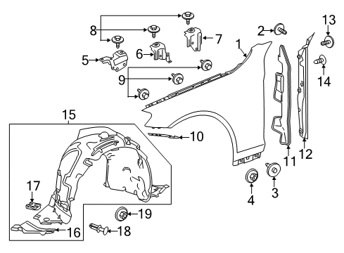 2017 Mercedes-Benz S550e Fender & Components Diagram