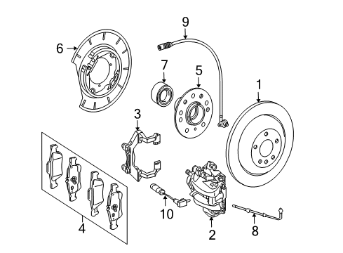 2010 Mercedes-Benz ML450 Brake Components Diagram