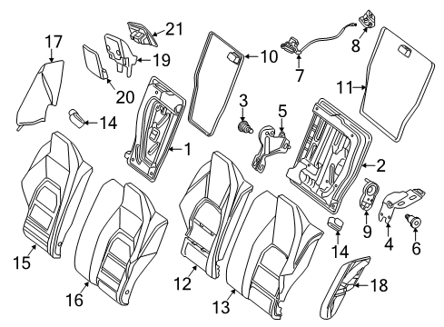 2012 Mercedes-Benz C250 Rear Seat Components Diagram 6