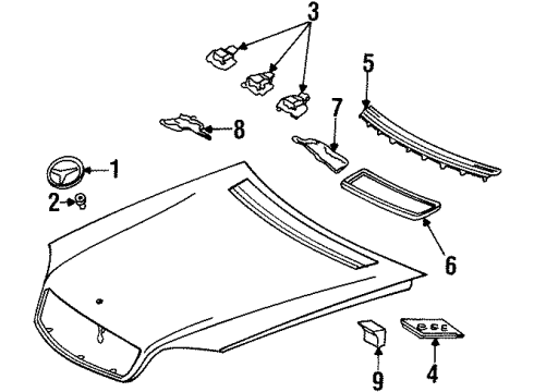 1999 Mercedes-Benz CL500 Exterior Trim - Hood Diagram