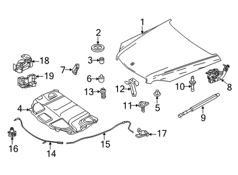 2020 Mercedes-Benz GLC300 Hood & Components Diagram 2