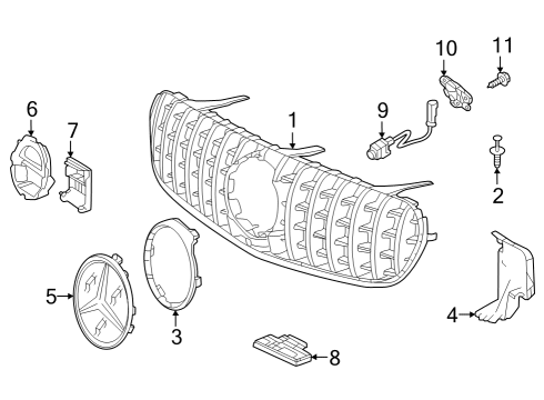 2021 Mercedes-Benz GLC63 AMG Grille & Components Diagram 2
